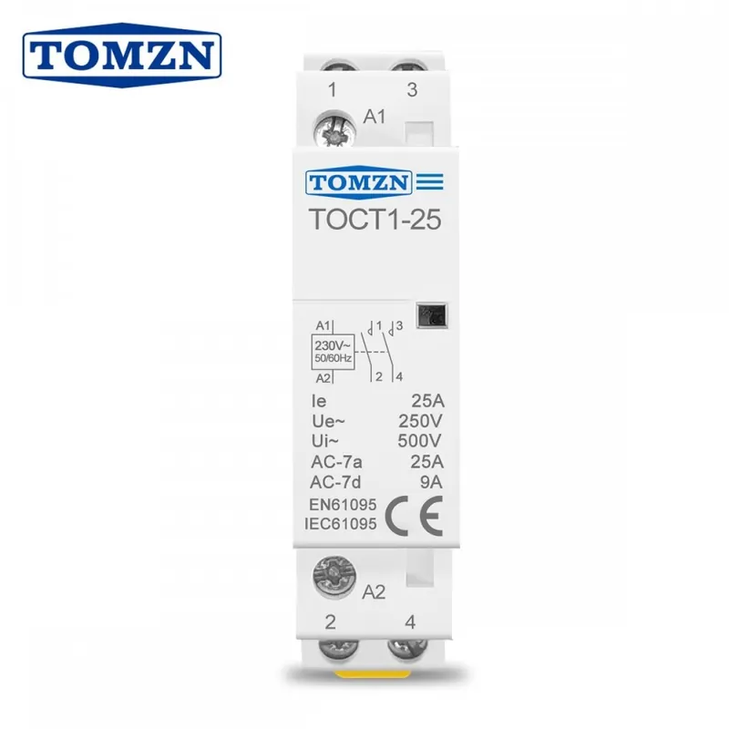 20A 1NO 1NC-TOCT1 2P 25A 220V-230V 50-60Hz Din sín Háztartási ac Moduláris kontaktor 2NO 2NC or 1NO 1NC Népszerű