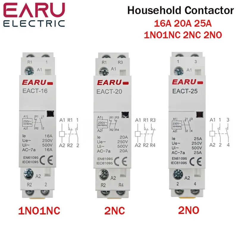 2P 16A 2NO-2P 16A 20A 25A 1NO 1NC 2NO 2NC AC 220V 230V 50-60Hz Din sínre szerelhető háztartási moduláris AC kontaktor Népszerű