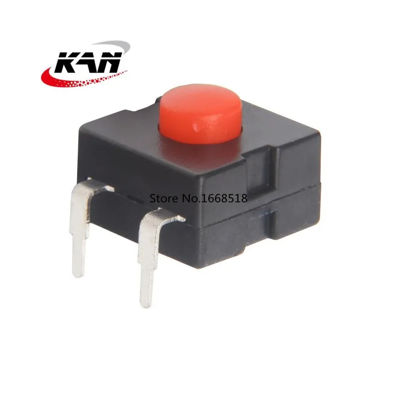 Népszerű 10db 1212-112DB 12x12mm Hajlítóláb 2 tűs Piros Gombos LED zseblámpa ON-OFF / Be-Ki kapcsolós 112DB zseblámpa kapcsoló