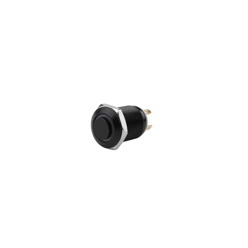 Zöld LED-Azonnali-380V-12mm Fekete Lapos Gyűrű-12mm Fekete Magas fejű Vízálló Fém Nyomógomb kapcsoló hálózati kapcsoló Újdonság