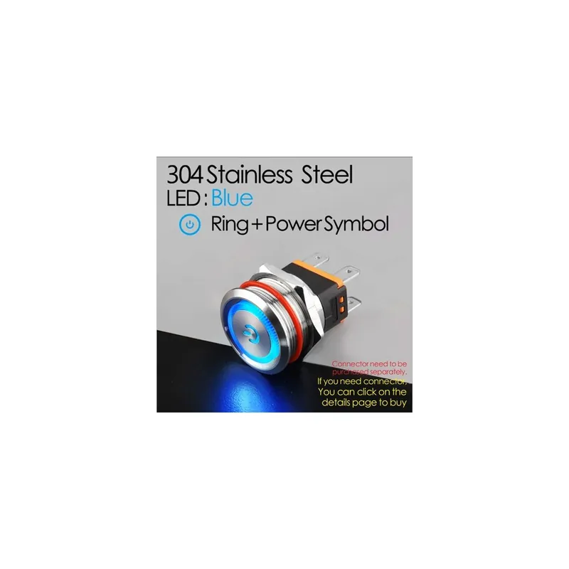 Azonnali-9-24V-B LED Táp (304)-LANBOO 22mm 15A Nagy áramerősségű teherbírású 2NO Vízálló IP67 Nyomógomb kapcsoló LED-del Azonnali szállítás
