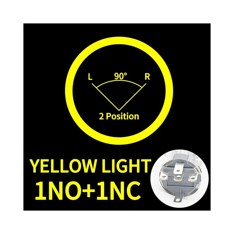 16mm-Önzáró-220V-1NO1NC(Sárga)-Fém forgó Nyomógomb kapcsoló 2/3 Pozíciós visszatartó típus LED NO/NC On-Off Akció