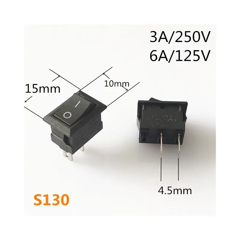 5db-S130-SPST KCD1 2 Tűs 3 Tűs ON-OFF kapcsolós Billenőkapcsoló DC AC 6A/250V Autó Műszerfal műanyag kapcsoló Szuper akció