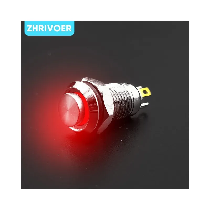 Biztonságos fizetés Ön-Újraindító-110V-Piros-8mm Vízálló Fém Nyomógomb kapcsoló LED Önzáró/Reteszelt Self-reset/Ön-Újraindító/Pillanatnyi