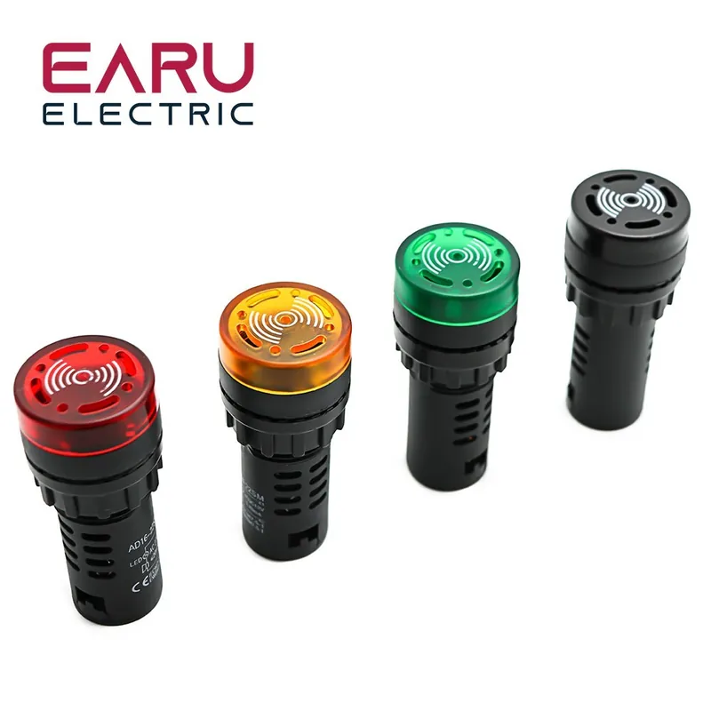 Piros-22MM-110V-Csengő-Berregő Figyelmeztető Készülék világítás Villogó LED-del Vízálló Fém AD16-22SM Panel átmérő Csak ma