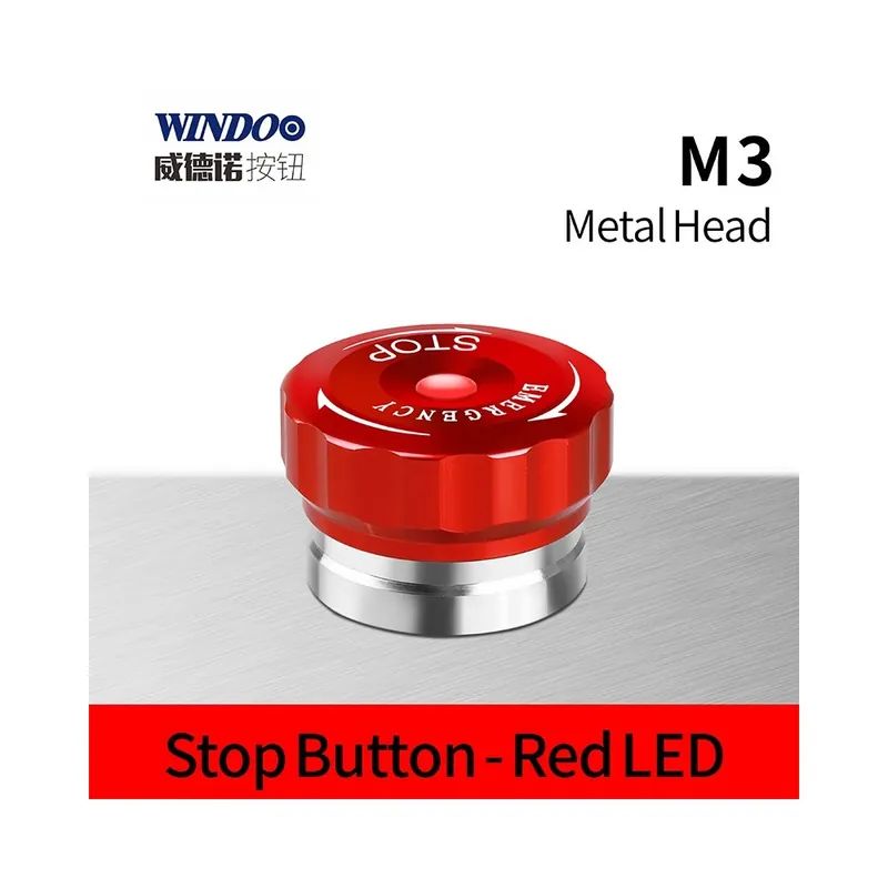 Azonnal elérhető 1NO1NC-9-24V-M3 - Piros LED-22mm Windo25a Nagy teherbírású vészleállító gomb kapcsoló E-stop
