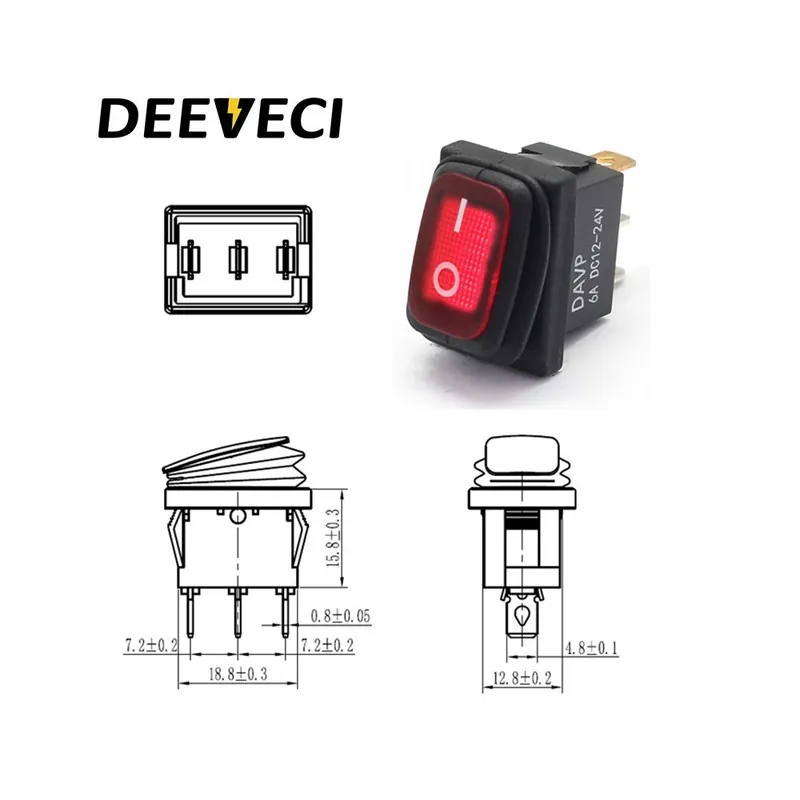 Kék-220V-kcd1-KCD1 KCD3 KCD4 Kerek Váltókapcsoló Vízálló On-Off Billenőkapcsoló Autó ON-OFF-ON kapcsolós 5 színben Csak ma