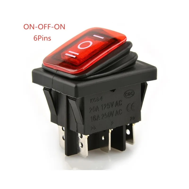 Kiárusítás Sárga fényű-220V-ON-OFF-ON 6 Tűs-1db 30x22 Billenőkapcsoló 12V Piros LED 220V 16A 250VAC KCD4-201 DPST kapcsoló