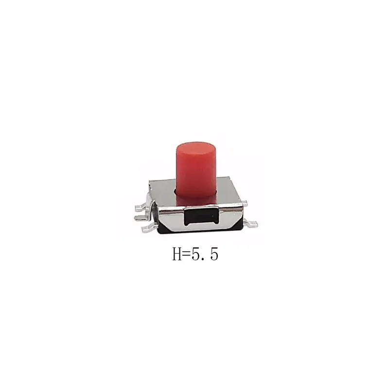 Ne maradj le 100db-Magasság 5,5mm-50/100db 6,2X6,2mm 5 Tűs SMD(SMT) Piros Nyomógomb PCB Összeszerelt Azonnali Kapcsoló
