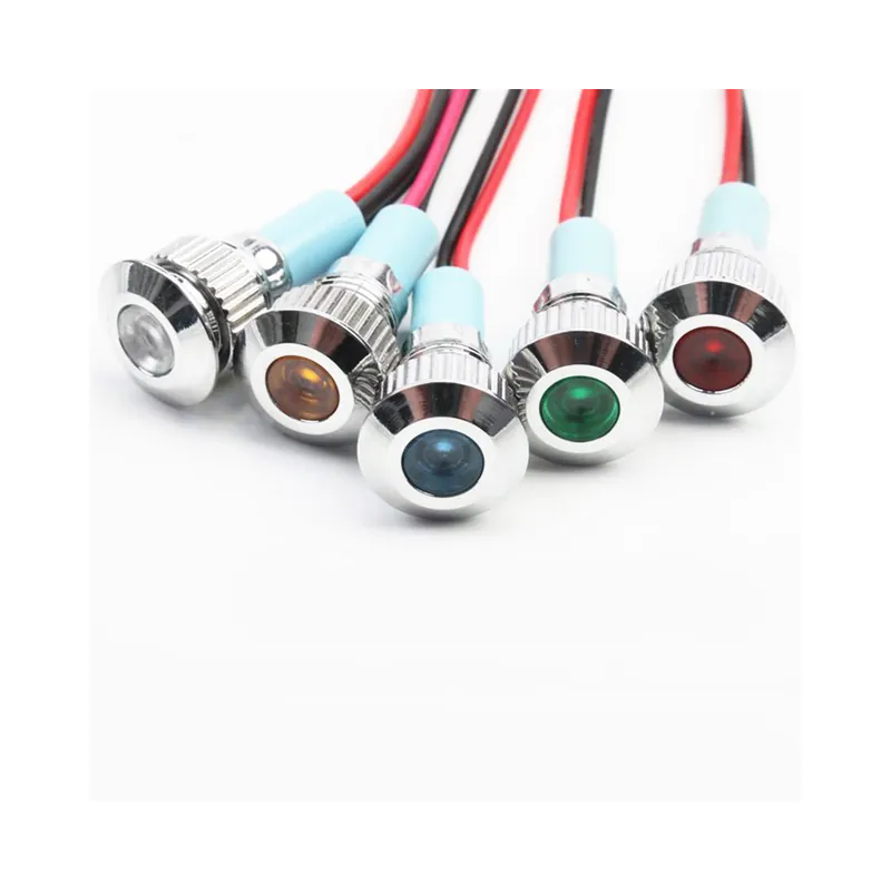 Ne maradj le 24V Zöld-1db 12mm lapos fejű LED Fém jelzőkészülék világítás 12mm Vízálló Vezérlővezeték kapcsoló vezetékkel