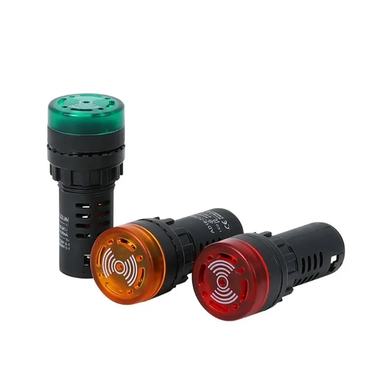 Csak ma 220V-Zöld-1db AD16-22SM 22mm Vaku jelzőfény Piros LED Aktív Berregő hangjelző jelzőkészülék Piros Zöld Sárga Fekete