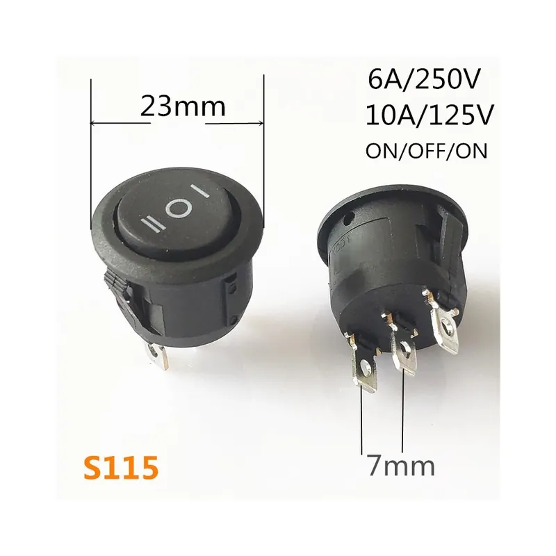 5db-S115-SPST KCD1 2 Tűs 3 Tűs ON-OFF kapcsolós Billenőkapcsoló DC AC 6A/250V Autó Műszerfal műanyag kapcsoló Legnépszerűbb
