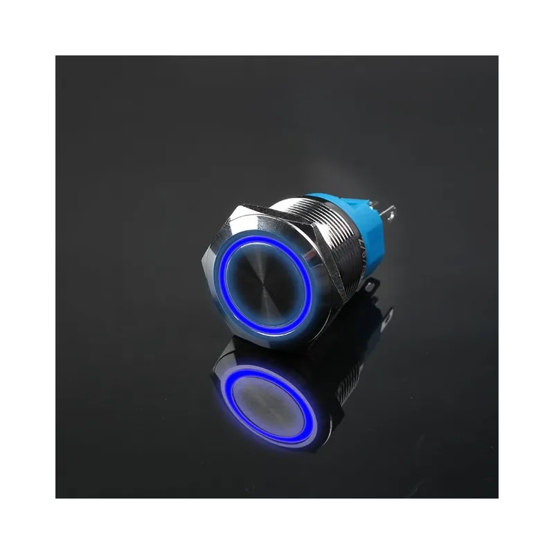 Ön-Azonnali Újraindító-12mm-12-24V-Kék Kör-Vízálló LED Azonnali Reteszelt Autó motor hálózati kapcsoló Azonnal elérhető