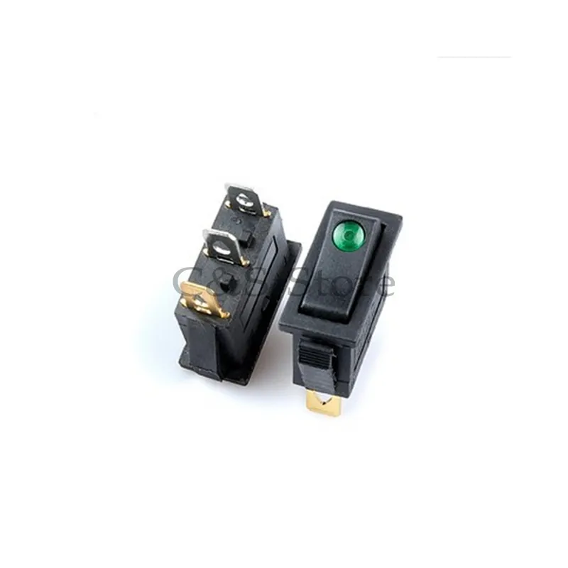 220V Zöld LED gomb-5db KCD3 Billenőkapcsoló ON-OFF / ON-OFF-ON 2 Pozíciós 3 Tűs világítással hálózati kapcsoló 15A 250V Újdonság