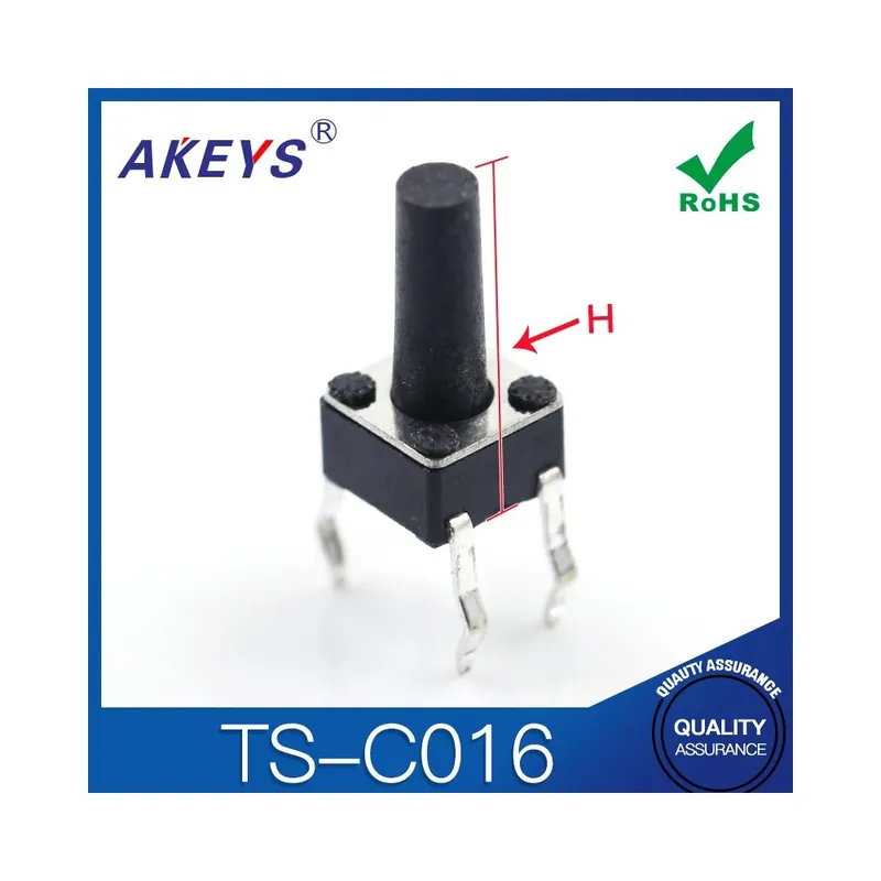 9,0mm magas-TS-C016 Mikro gomb érintős kulcs kapcsoló 4 Tűs Függőleges egyenes Tűs 4,5 * 4,5 * 3,8/4/5/6 Expressz kézbesítés