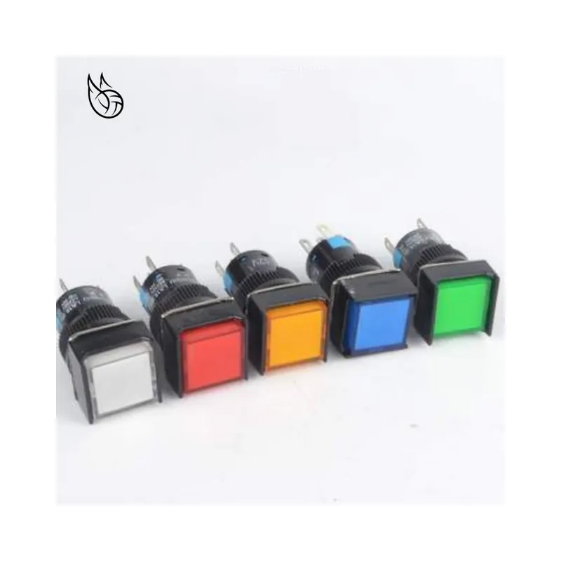 220V-Piros-1db 16mm Téglalap alakú Azonnali Nyomógomb kapcsoló LED 5 Tűs 5v 12V 24V 220V Legkelendőbb