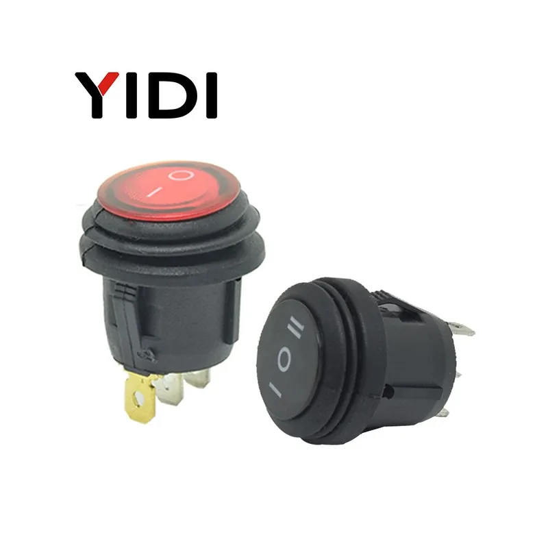 Árengedmény ON-OFF-Sárga-12V Világítás-Teljes kör-6A 250VAC Billenőkapcsoló 12V 220V Színes LED 10A 125VAC On-Off SPST kapcsoló
