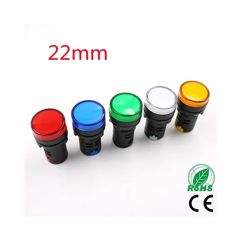 Szuper ajánlat Fehér-12V-Jelző Vezérlővezeték kapcsoló világítás Vízálló ad16-22ds 22mm AC/DC LED Izzós 20mA