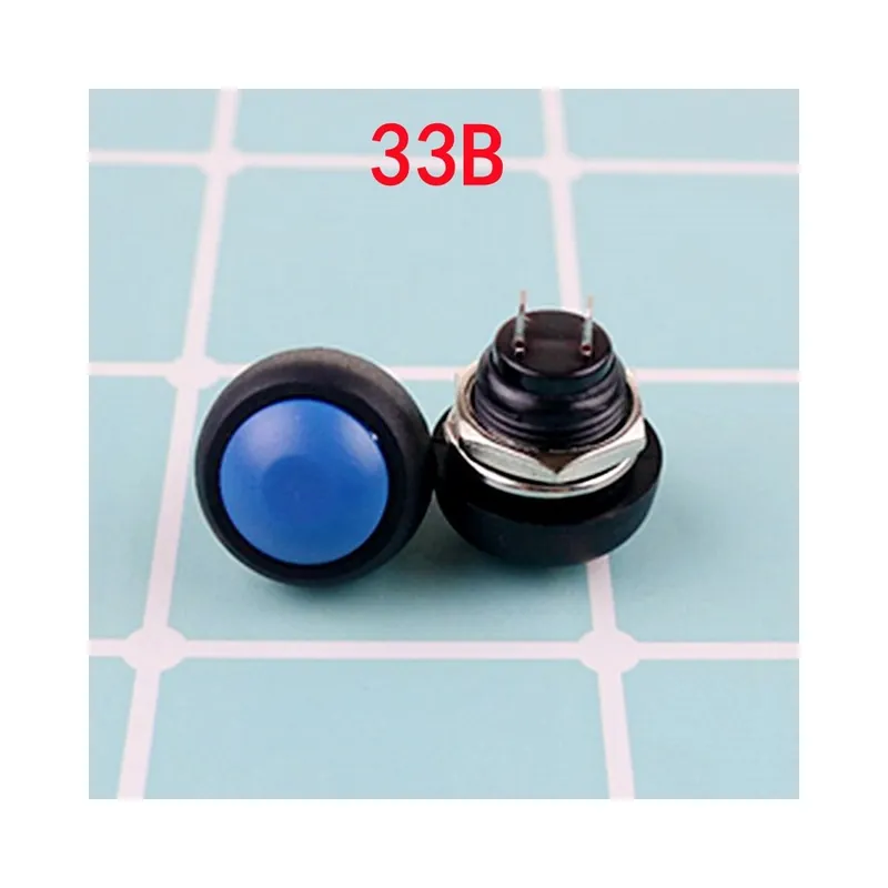 Árcsökkenés 6db-Kék 33B-Mini Nyomógomb kapcsoló PBS-33A Önzáró/33B Ön-Újraindító 2 Tűs 12mm 3A 250VAC/1A 125VAC Elektromos felszerelés