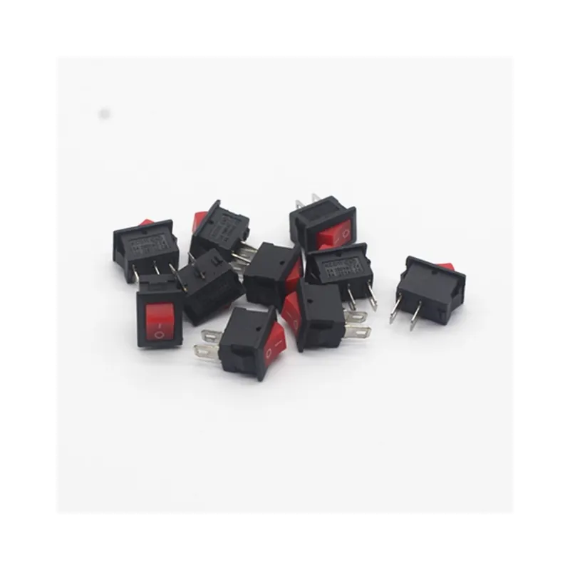 Bestseller 100db-Piros-10/30/50/100db Nyomógomb kapcsoló 10x15mm SPST 2 Tűs 5A 250V KCD11 Bepattanó ON-OFF Billenőkapcsoló 10MMx15MM