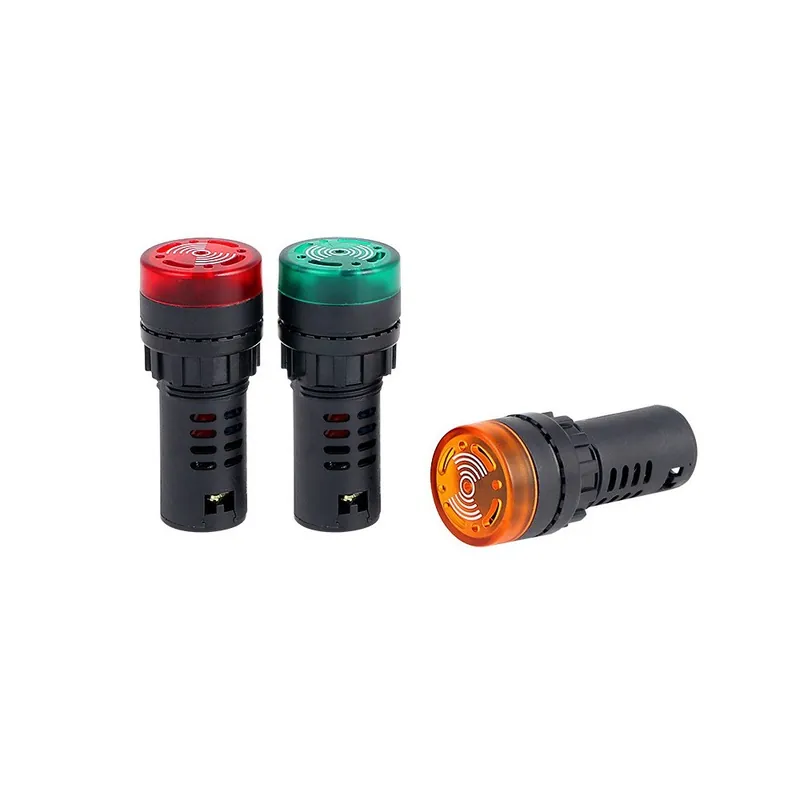 Legkelendőbb 220V-Fekete-1db AD16-22SM 22mm Vaku jelzőfény Piros LED Aktív Berregő hangjelző jelzőkészülék Piros Zöld Sárga Fekete