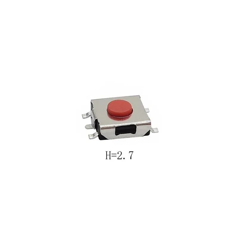 100db-Magasság 2,7mm-50/100db 6,2X6,2mm 5 Tűs SMD(SMT) Piros Nyomógomb PCB Összeszerelt Azonnali Kapcsoló Kedvezmény
