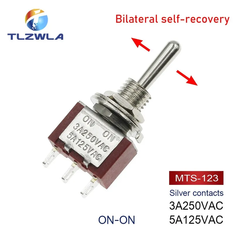 1db-Piros MTS-123-Váltókapcsoló SPDT DPDT Billenőkapcsoló MTS 5A 6A 125V Ön-Újraindító 3A 250 AC 3 6 Tűs ON-OFF-ON Indító Kedvezmény