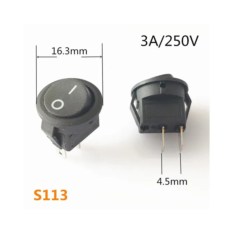 Kedvezményes ár 5db-S113-SPST KCD1 2 Tűs 3 Tűs ON-OFF kapcsolós Billenőkapcsoló DC AC 6A/250V Autó Műszerfal műanyag kapcsoló