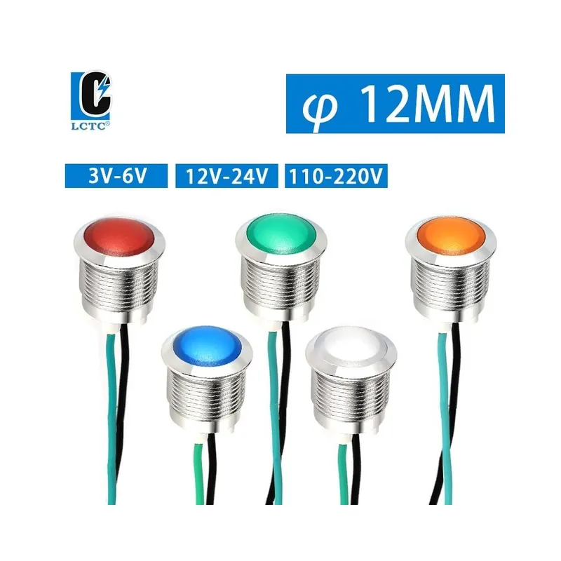 110-220V-Fehér-12mm Ultra vékony Rövid stílus vonallal Vízálló ív Labda fejű Fényes és puha LED Fém jelzőkészülék Világítás Népszerű