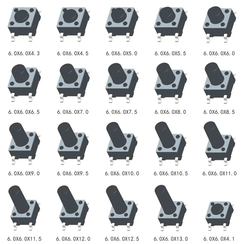 Azonnal elérhető 50db-6X6X9,5 SMT-Azonnali Nyomógomb Kattintós kapcsoló 6X6mm 4 Tűs SMT PCB szerelés
