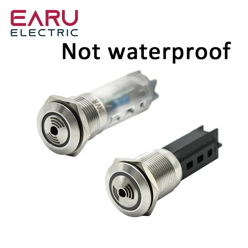 Akciós ár Piros-19MM-220V-Fém csengő-Berregő Figyelmeztető Készülék világítás Villogó LED-del Vízálló Fém AD16-22SM Panel átmérő