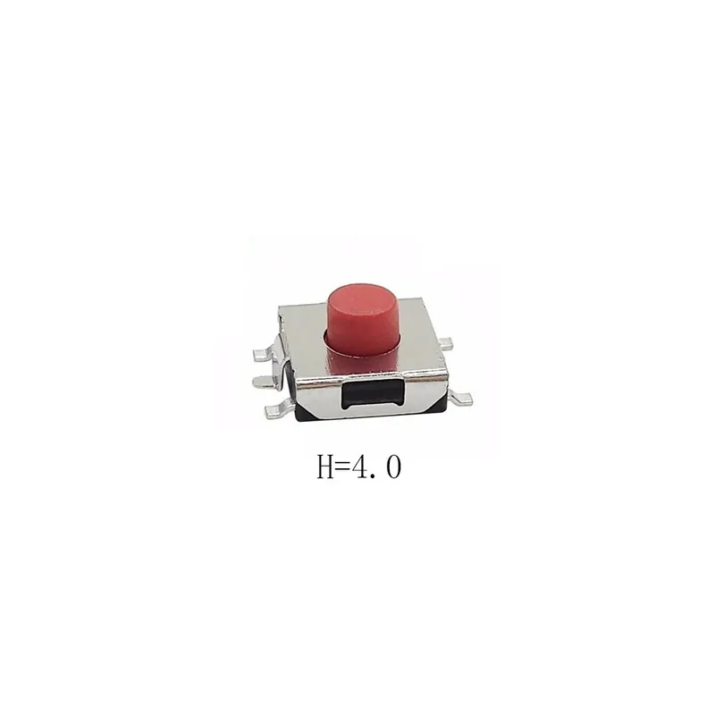 Alacsony ár 100db-Magasság 4MM-50/100db 6,2X6,2mm 5 Tűs SMD(SMT) Piros Nyomógomb PCB Összeszerelt Azonnali Kapcsoló