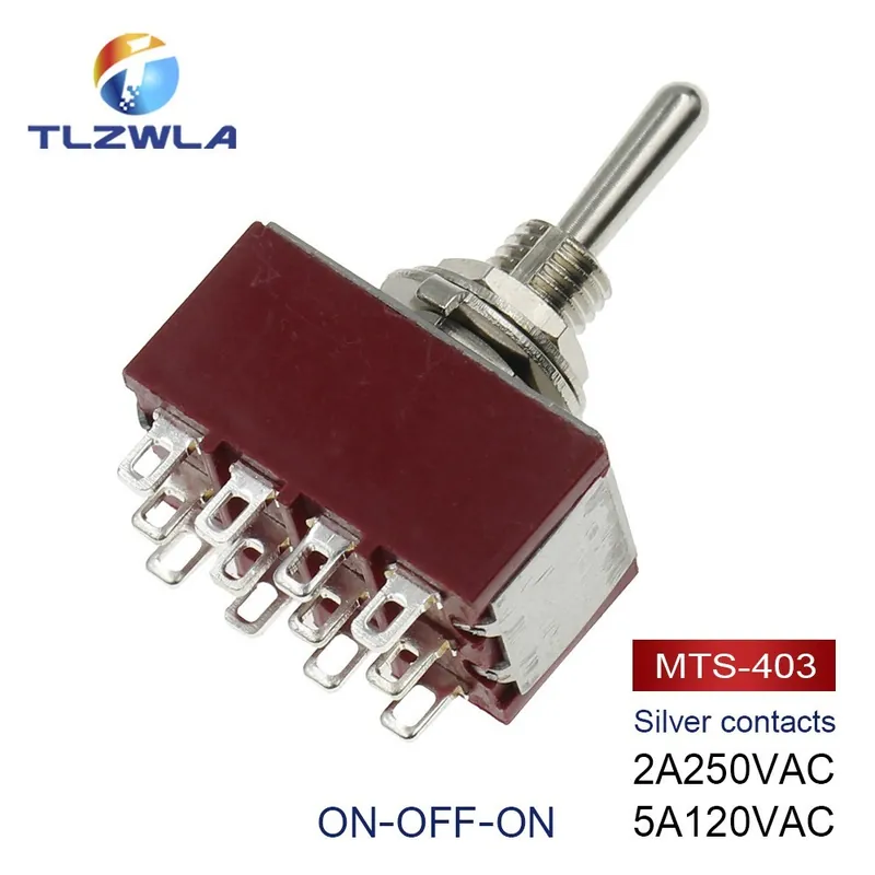 1db-Piros MTS-403-Váltókapcsoló SPDT DPDT Billenőkapcsoló MTS 5A 6A 125V Ön-Újraindító 3A 250 AC 3 6 Tűs ON-OFF-ON Indító Azonnal elérhető