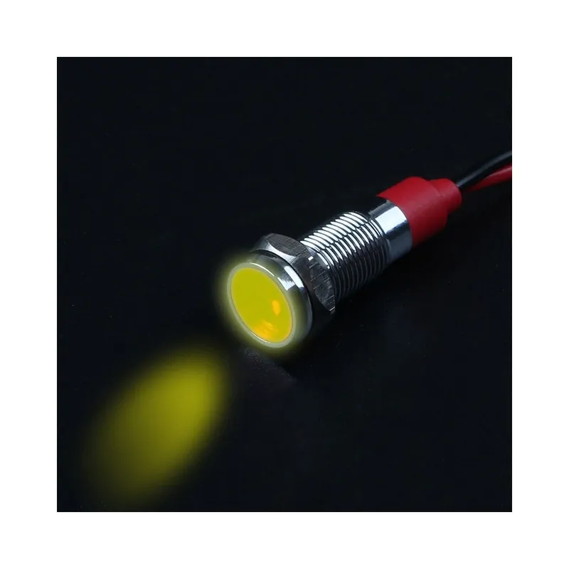 6mm-110-220v-Sárga-Fém led Figyelmeztető jelzőkészülék dip67 Vízálló ip67 jelvilágítás Biztosíték kapcsoló Piros és Kék Alacsony ár