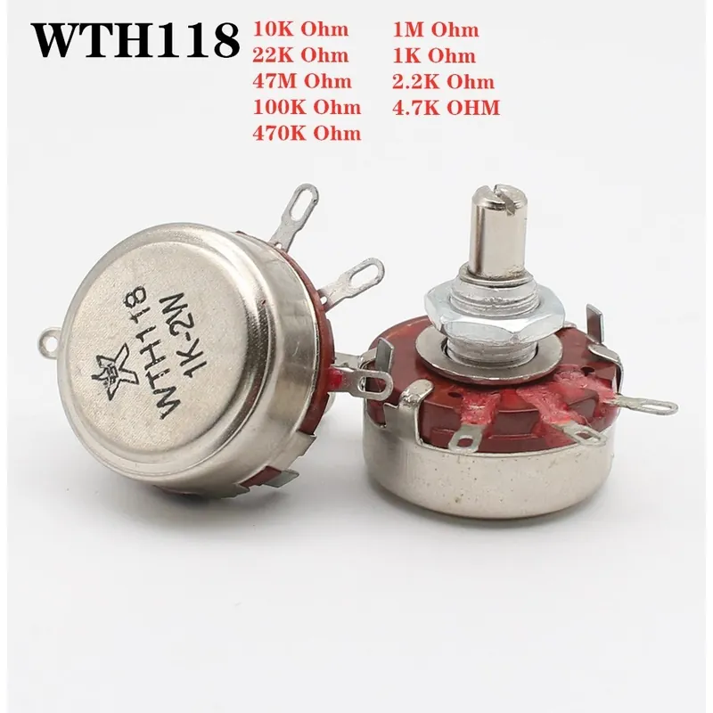 Ne maradj le 680K Ohm-1db WTH118 2W 1A potenciométer WTH118-2W Kerek tengely Karbon forgó Kúpos Potenciométer