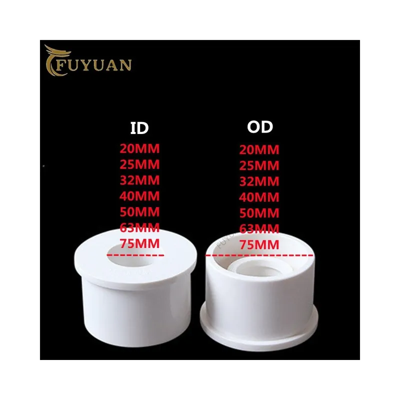 Fehér-OD 63x ID 32mm-PVC redukáló csőcsatlakozó kerti öntöző csatlakozó Vízcsőcsatlakozók PVC csőszerelvények csőátvezető Biztonságos fizetés