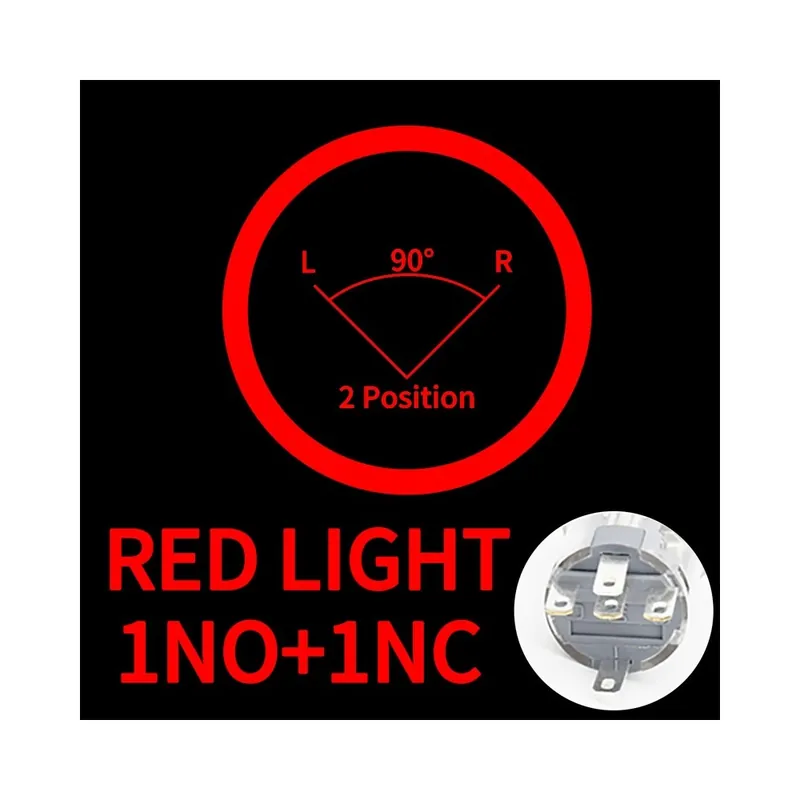 16mm-Önzáró-12-24V-1NO1NC(Piros)-Fém forgó Nyomógomb kapcsoló 2/3 Pozíciós visszatartó típus LED NO/NC On-Off Kedvezményes ár