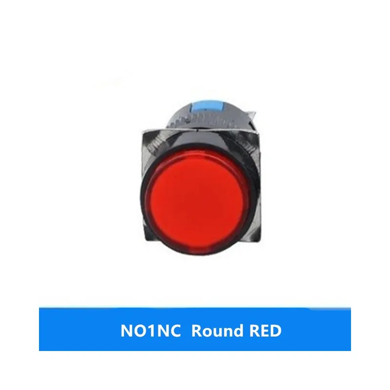 Azonnali szállítás Azonnali-220V-Piros-16mm LED lámpa Nyomógomb kapcsoló Színes lámpa Kerek Nyomógomb Automatikus Újraindító LA16Y-11D 12v24v220v