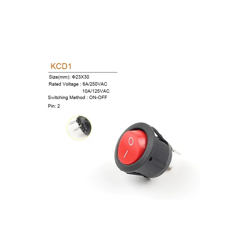 Gyors kiszállítás 10db-2 Tűs Piros ON-OFF-5/10db 23MM Billenőkapcsoló 2/3 Tűs 2/3 Pozíciós 6A/250VAC 10A/125VAC gomb kapcsoló Világítással