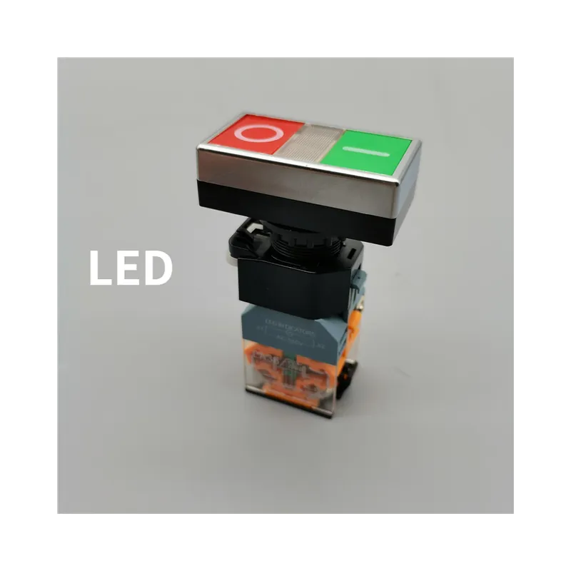 220V-Megvilágított-22mm Self-reset/Ön-Újraindító Dupla-Pozíciós Duplafejű gomb kapcsoló Piros-Zöld sávos lámpa LA38-11D/RG 22mm Olcsó