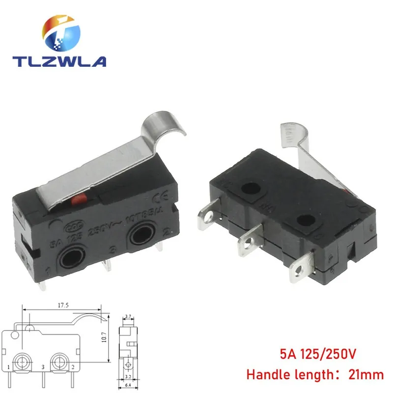 5db-íves Kar 21mm-Mikrokapcsoló réz kapcsoló 5A 125/250V Mini Végálláskapcsoló No Nc 2/3 Tűs Görgős Gyorsgomb Akciós ár