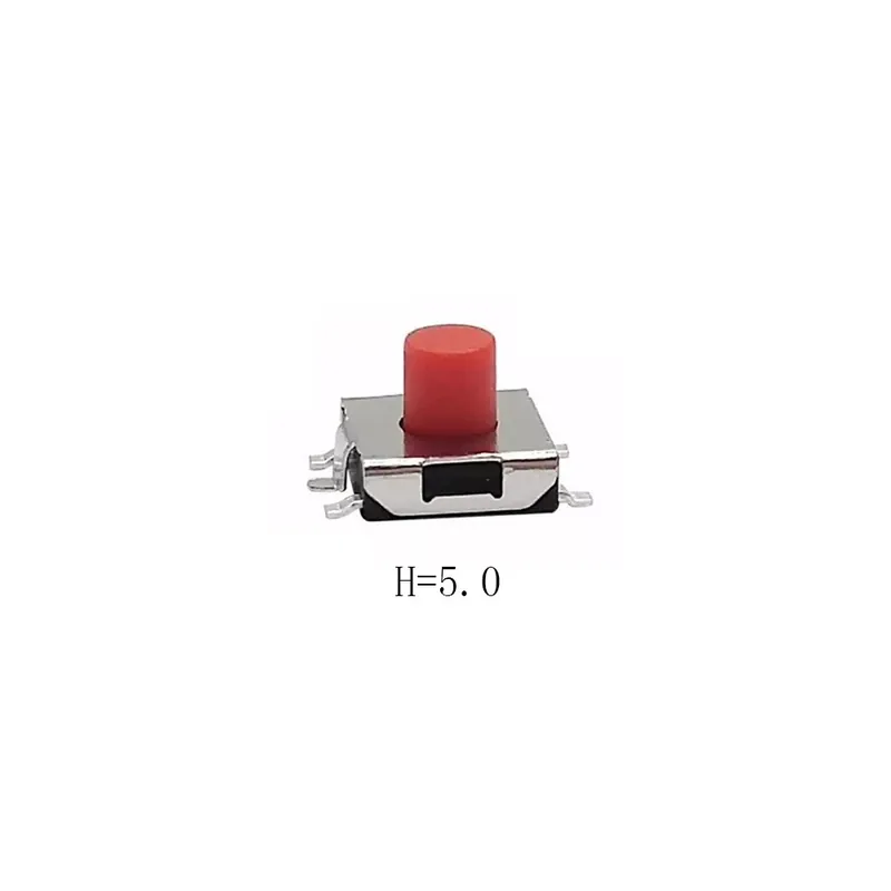 Rendeld meg most 100db-Magasság 5MM-50/100db 6,2X6,2mm 5 Tűs SMD(SMT) Piros Nyomógomb PCB Összeszerelt Azonnali Kapcsoló