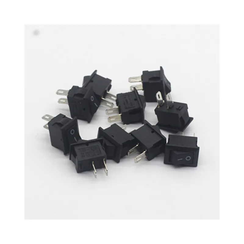 Nézd meg most 50db-Fekete-10/30/50/100db Nyomógomb kapcsoló 10x15mm SPST 2 Tűs 5A 250V KCD11 Bepattanó ON-OFF Billenőkapcsoló 10MMx15MM