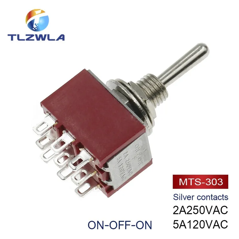 Alacsony ár 1db-Piros MTS-303-Váltókapcsoló SPDT DPDT Billenőkapcsoló MTS 5A 6A 125V Ön-Újraindító 3A 250 AC 3 6 Tűs ON-OFF-ON Indító