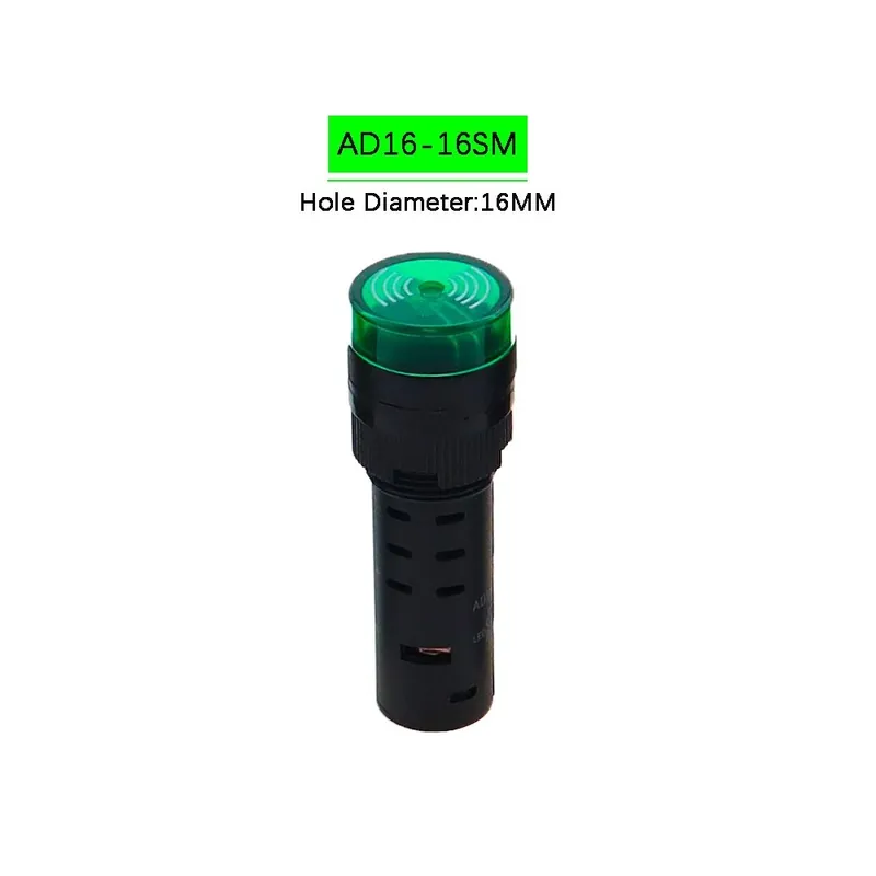 110V-16SM Zöld-AD16-16SM 16mm berregő Vaku jelzőfény Piros LED Aktív Berregő hangjelző jelzőkészülék Piros Zöld Sárga Végkiárusítás