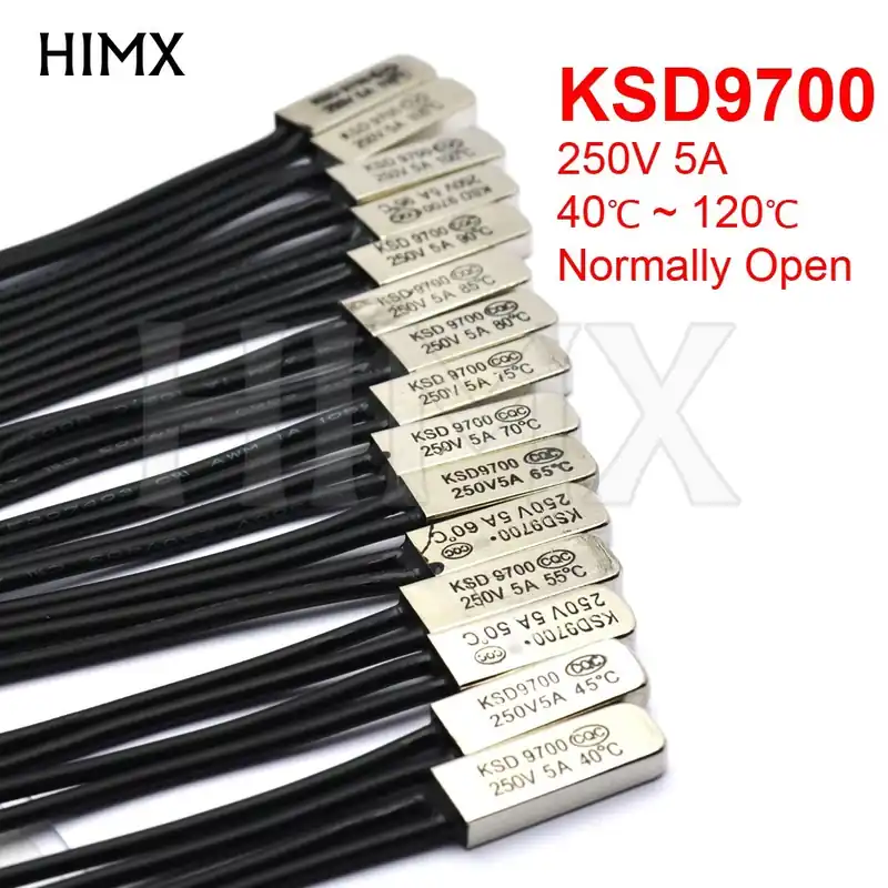 Normál Nyitott-85C-KSD9700 5A250V 40-120 fok Celsius Bimetál lemez Hőmérséklet kapcsoló Termosztát Hővédő konzol Árcsökkenés