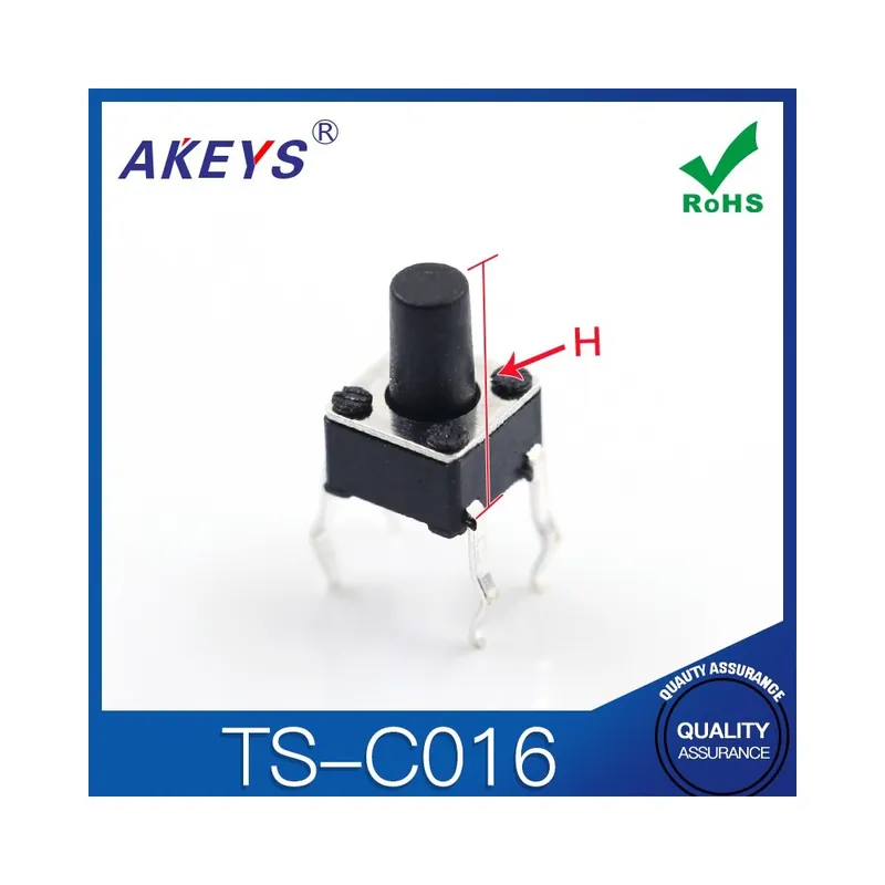 6,5mm magas-TS-C016 Mikro gomb érintős kulcs kapcsoló 4 Tűs Függőleges egyenes Tűs 4,5 * 4,5 * 3,8/4/5/6 Bestseller