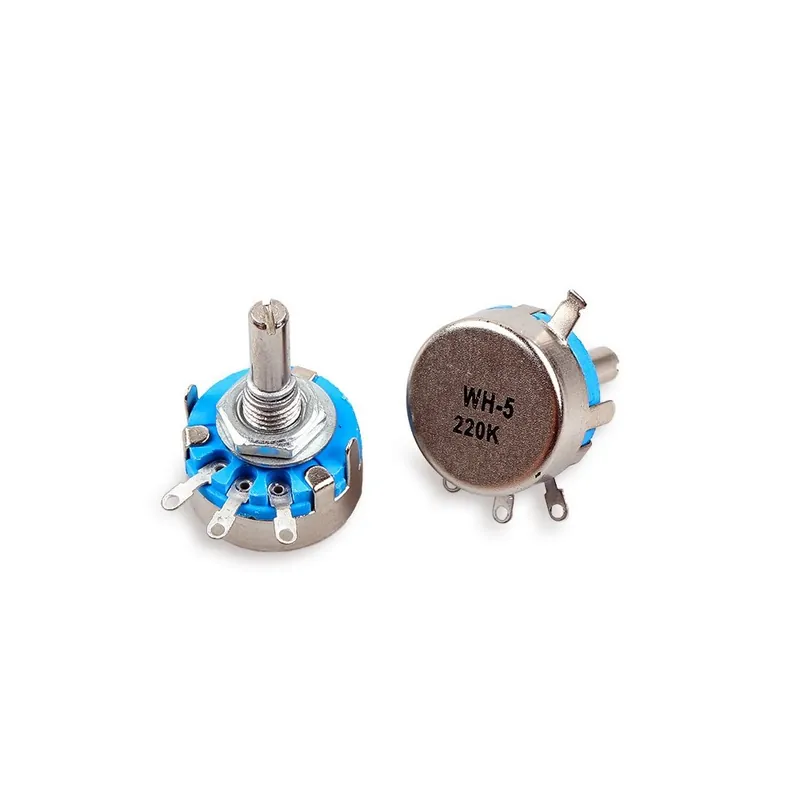 Kedvezmény 1M-5db WH5-1A 3 Terminálos 4mm Kerek Tengely forgó kúpos Szén-potenciométer 470