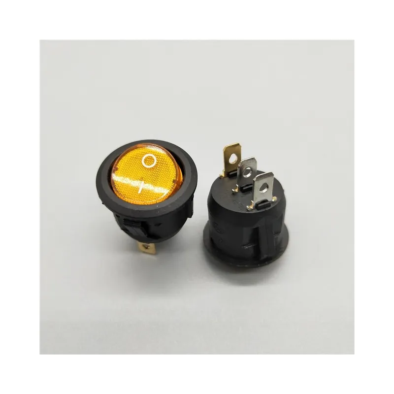 220V-Sárga-20mm KCD1 Led 10A 12V Világítás hálózati kapcsoló Autó gomb Világítás ON-OFF 3 Tűs Kerek Billenőkapcsoló Biztonságos fizetés
