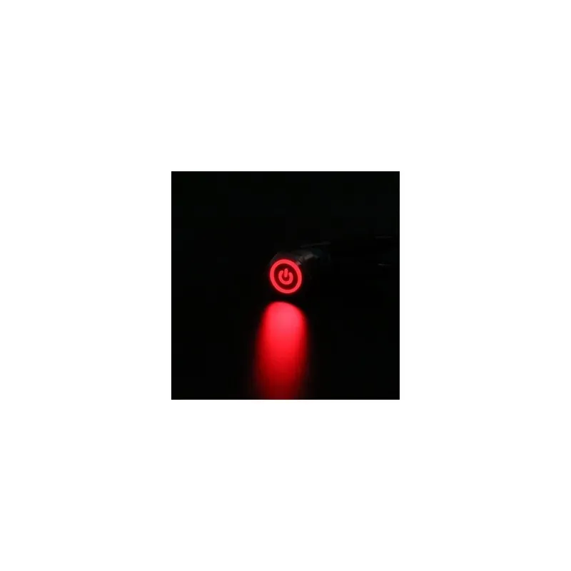 Alacsony ár Azonnali-110V-Piros-12mm 4 Tűs gomb Azonnali kapcsoló Vízálló LED lámpa Oxidált fekete Erős szimbólum Fém Nyomógomb